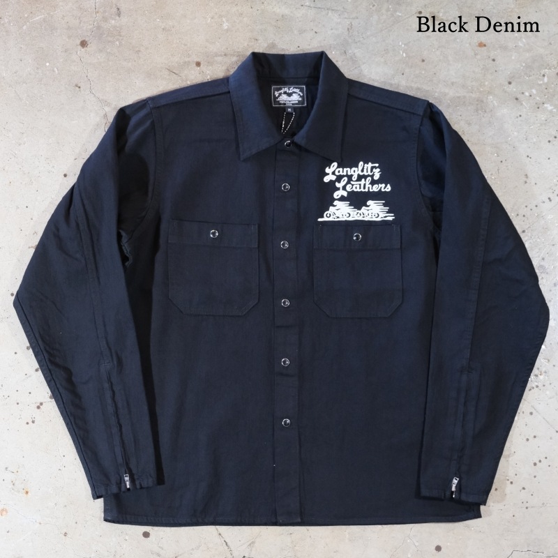 Langlitz Leathers 󥰥åĥ쥶Denim Long Sleeve Work ShirtsۢTypeAץȢ ǥ˥ L/S   8oz 