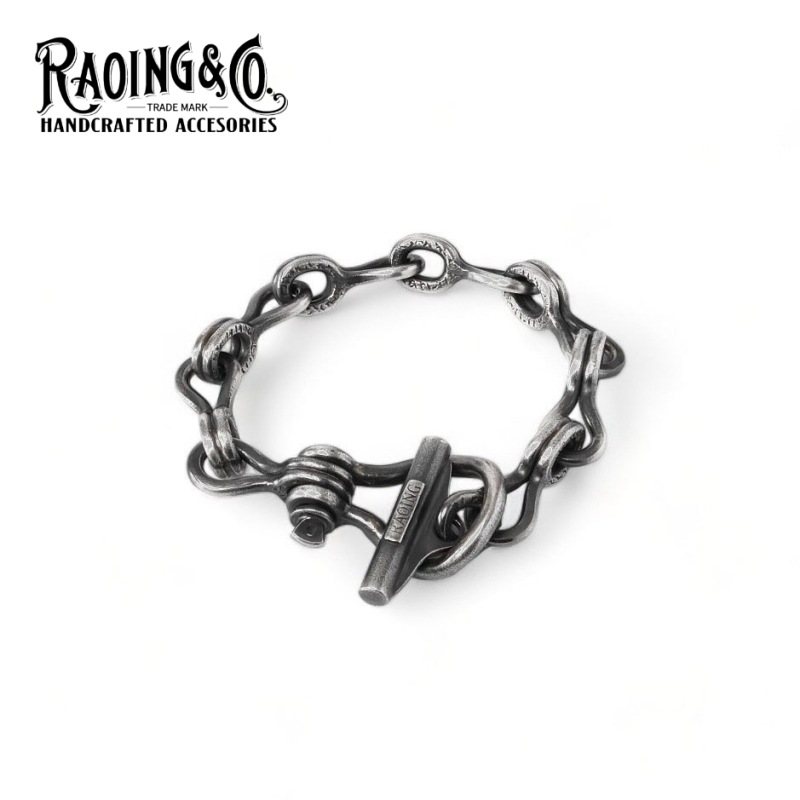 RAOING 󥰡Doublel Chain Braceletۥ֥֥쥹å ϥɥᥤ С SILVER925 