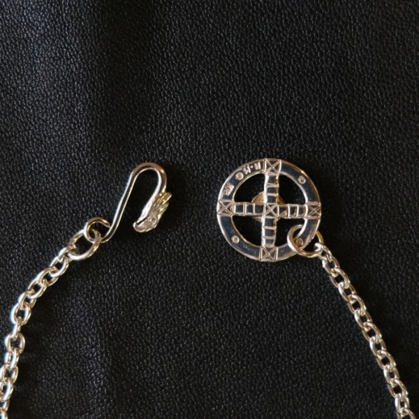 MOTOR NEW VINTAGE �⡼������CH-10�ۡ�BOLD ROUND CHAIN WHEE(K18 GOLD ACCENT) LARGE EAGLE HOOK�ۢ�50cm�����ݥ�������K18�᥿������ۥ����륤������եå�