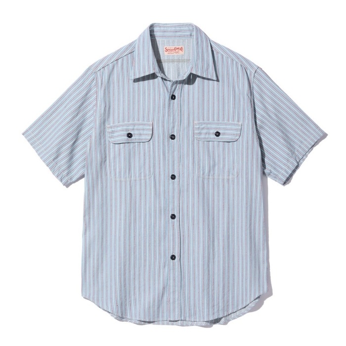 シュガーケーン　ストライプ半袖シャツ SUGAR CANE シュガーケーン ドビーストライプ ワークシャツ マルチ