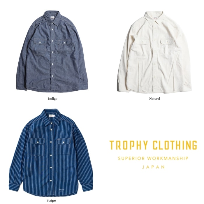 TROPHY CLOTHING �ȥ��ե������������󥰡�TR-SH04�ۡ�Harvest L/S Shirts�ۥϡ��٥��ȥ���� Ĺµ�������� �����֥졼����� ���åȥ�100%