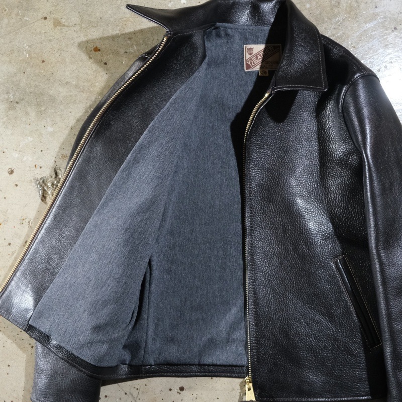 Y'2 LEATHER �磻�ġ��쥶����WSR-45�ۡ�OILED ROUGH STEER SPORTS JACKET�ۢ�BLACK(TEA-CORE)�䥷�󥰥�饤������ ���ݡ��ĥ��㥱�å� ���ƥ��ϥ��� ������