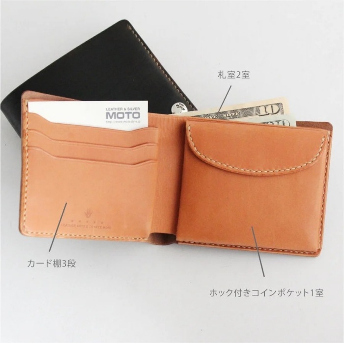 MOTO LEATHER ��ȥ쥶����W1D�ۡ�HAND-DYED SHORT WALLET�ۼ����᥷�硼�ȥ�����å� ���� �����ꥢ�󥫥��쥶�� ����С��������