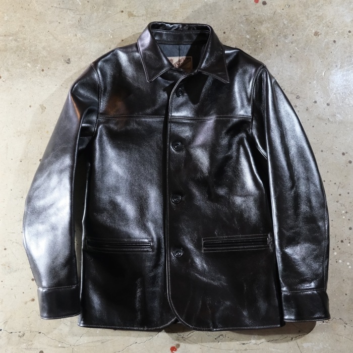 Y'2 LEATHER �磻�ġ��쥶����LSC-76-C�ۡ�ANILINE STEER ROUNDED HEM CAR COAT�ۢ�BLACK���44XXL�� ���˥�󥹥ƥ����������� �׸���1.5mm MADE IN JAPAN