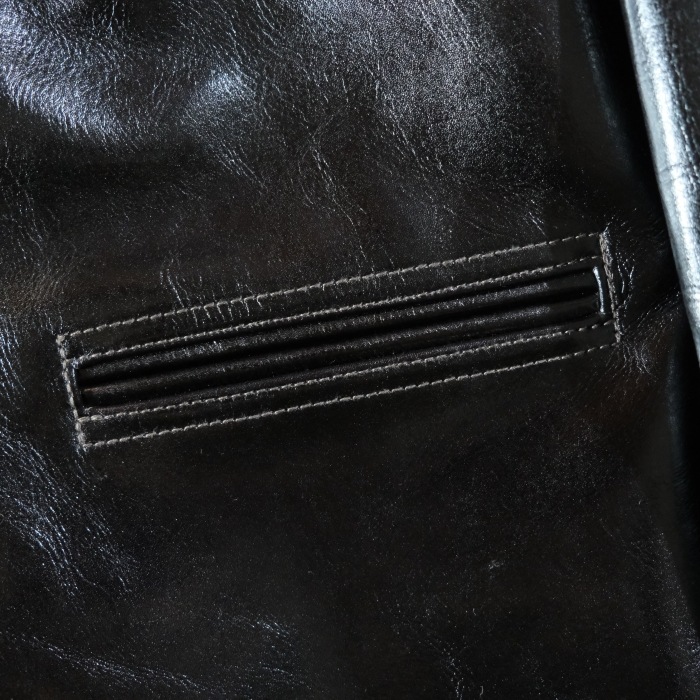Y'2 LEATHER �磻�ġ��쥶����LSC-76-C�ۡ�ANILINE STEER ROUNDED HEM CAR COAT�ۢ�BLACK���44XXL�� ���˥�󥹥ƥ����������� �׸���1.5mm MADE IN JAPAN