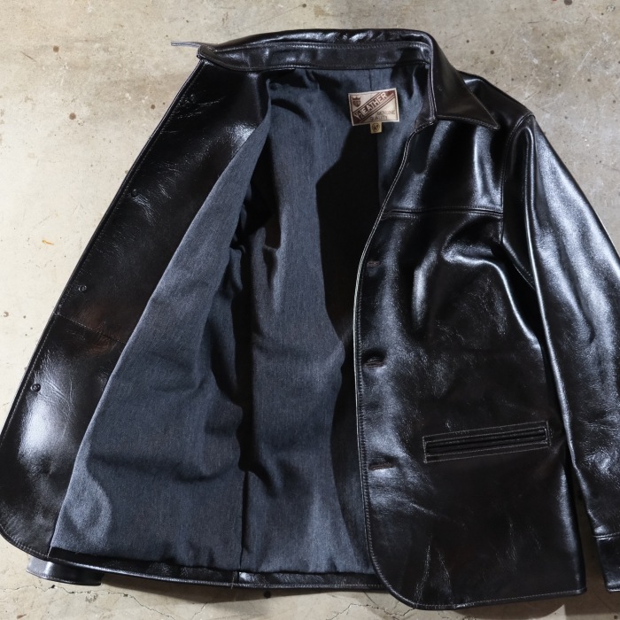 Y'2 LEATHER �磻�ġ��쥶����LSC-76-C�ۡ�ANILINE STEER ROUNDED HEM CAR COAT�ۢ�BLACK���44XXL�� ���˥�󥹥ƥ����������� �׸���1.5mm MADE IN JAPAN