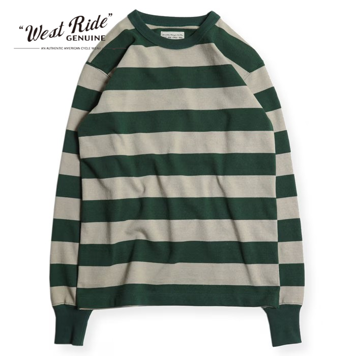 WESTRIDE �������ȥ饤�ɡ�HEAVY BORDER LONG TEE�ۢ�SLATE GREEN/SAND��إ������ܡ�����ĹµTEE WR���ꥸ�ʥ�ܥǥ� ������ MADE IN JAPAN