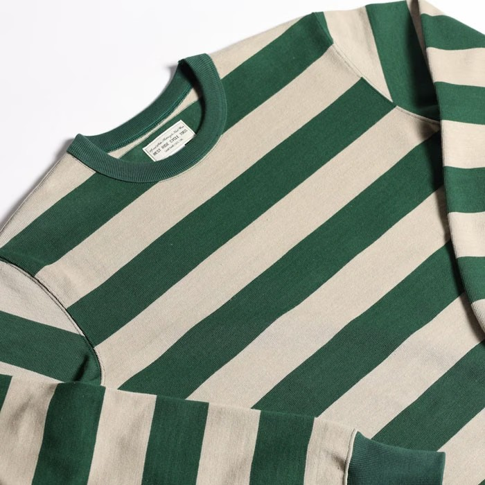 WESTRIDE �������ȥ饤�ɡ�HEAVY BORDER LONG TEE�ۢ�SLATE GREEN/SAND��إ������ܡ�����ĹµTEE WR���ꥸ�ʥ�ܥǥ� ������ MADE IN JAPAN