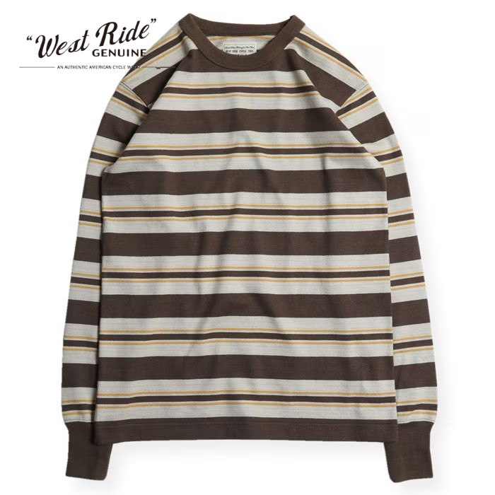 WESTRIDE �������ȥ饤�ɡ�HEAVY BORDER RANDOM LONG TEE�ۢ�BROWN/GOLD/CREAM��إ�����������ܡ�����ĹµTEE WR���ꥸ�ʥ�ܥǥ� ������ MADE IN JAPAN