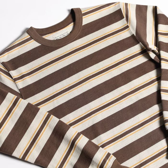 WESTRIDE �������ȥ饤�ɡ�HEAVY BORDER RANDOM LONG TEE�ۢ�BROWN/GOLD/CREAM��إ�����������ܡ�����ĹµTEE WR���ꥸ�ʥ�ܥǥ� ������ MADE IN JAPAN