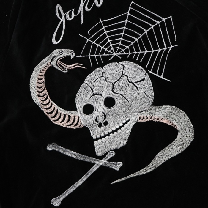 THRIFTY LOOK ����եƥ���å���TL26S001�ۡ�SNAKE & SKULL SOUVENIR BLOUSON�ۢ�Black Velour�䥹���٥˥��֥륾�� ���㥱�å� ��������� ���͡���������