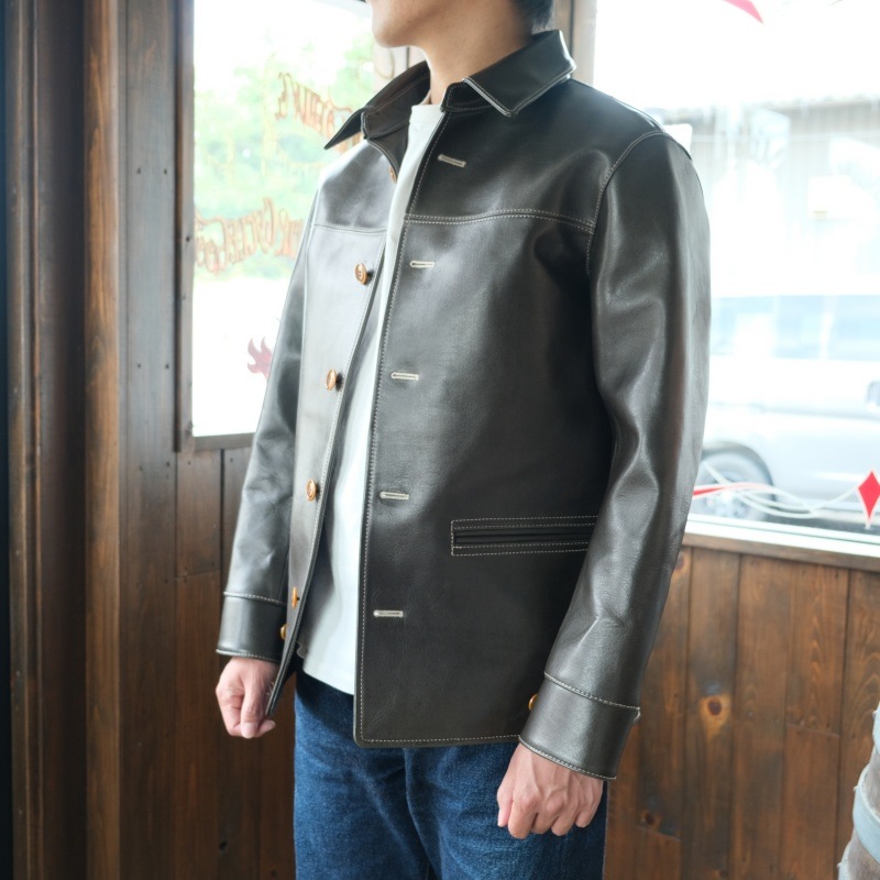 Y'2 LEATHER �磻�ġ��쥶����EC-76�ۡ�ECO HORSE 30��S CAR COAT��OLIVE��ۥۡ����ϥ��ɢ㥨���ۡ����䥫�������� �׸���1.8mm MADE IN JAPAN