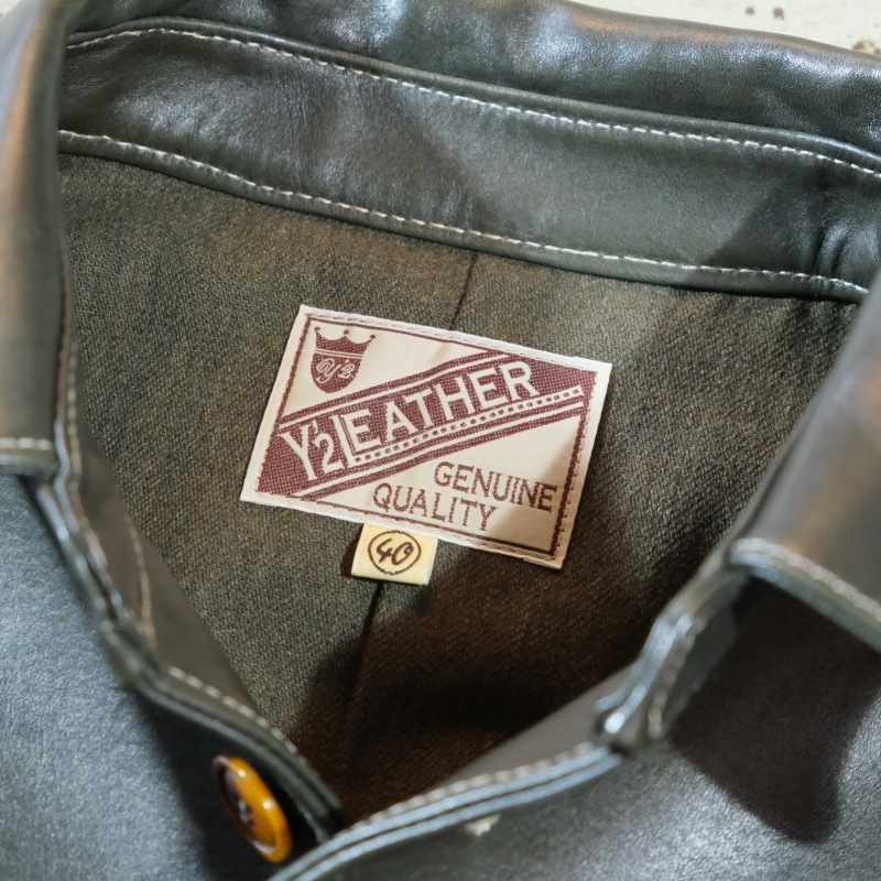 Y'2 LEATHER �磻�ġ��쥶����EC-76�ۡ�ECO HORSE 30��S CAR COAT��OLIVE��ۥۡ����ϥ��ɢ㥨���ۡ����䥫�������� �׸���1.8mm MADE IN JAPAN