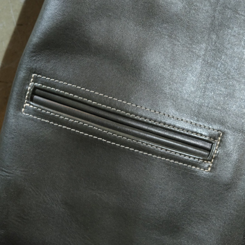 Y'2 LEATHER �磻�ġ��쥶����EC-76�ۡ�ECO HORSE 30��S CAR COAT��OLIVE��ۥۡ����ϥ��ɢ㥨���ۡ����䥫�������� �׸���1.8mm MADE IN JAPAN