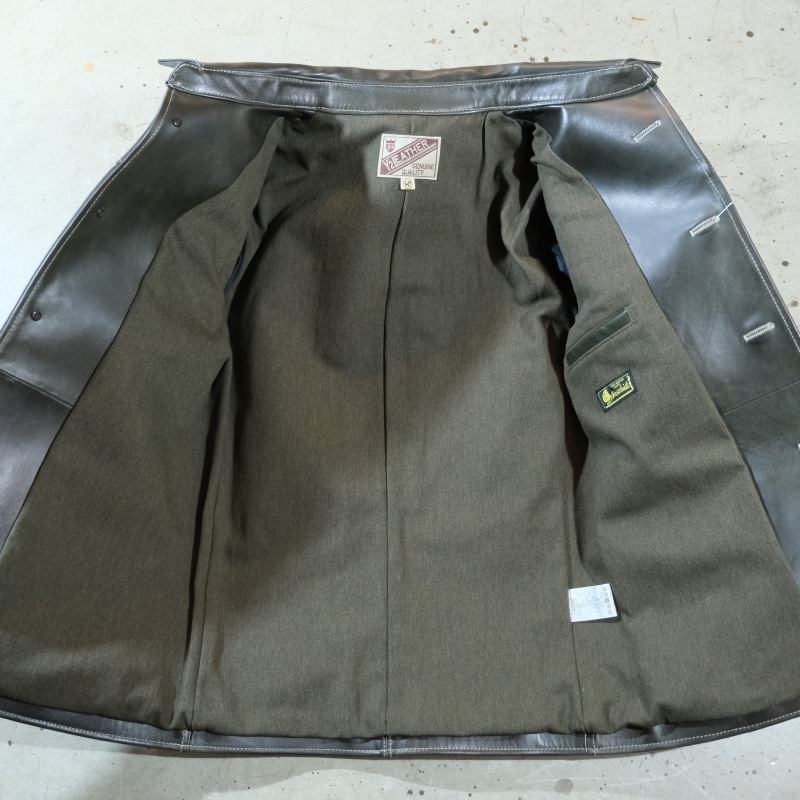 Y'2 LEATHER �磻�ġ��쥶����EC-76�ۡ�ECO HORSE 30��S CAR COAT��OLIVE��ۥۡ����ϥ��ɢ㥨���ۡ����䥫�������� �׸���1.8mm MADE IN JAPAN