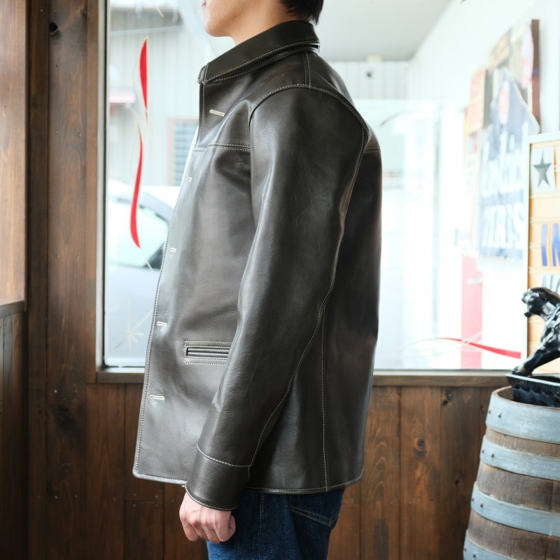 Y'2 LEATHER �磻�ġ��쥶����EC-76�ۡ�ECO HORSE 30��S CAR COAT��OLIVE��ۥۡ����ϥ��ɢ㥨���ۡ����䥫�������� �׸���1.8mm MADE IN JAPAN
