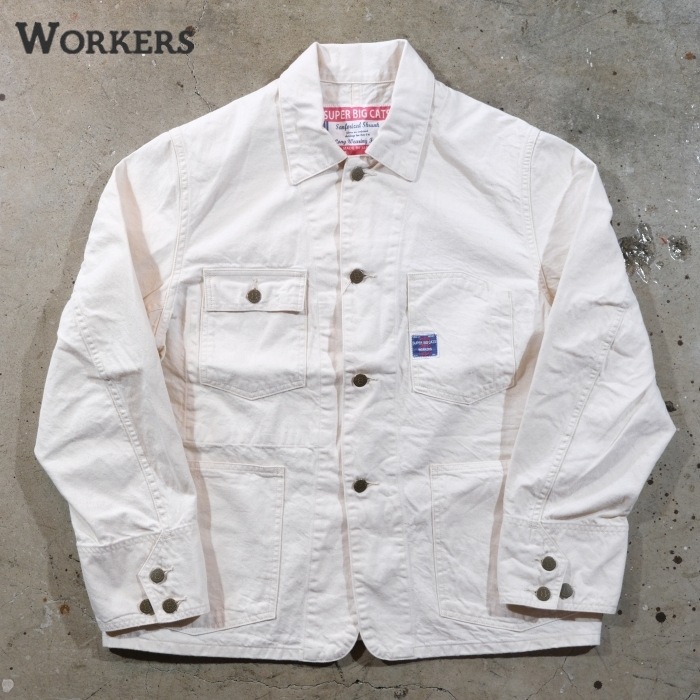 WORKERS ���������SUPER BIG CAT Railroad Jacket�ۢ�White Denim�䥹�ѡ��ӥå�����åȥ쥤������ɥ��㥱�å� �ǥ˥� 10oz ���С�������  COTTON100%