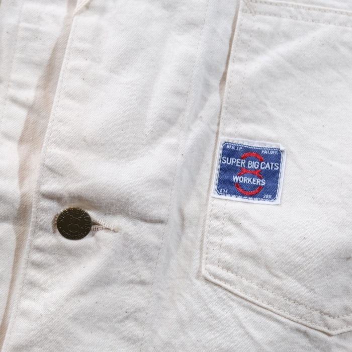 WORKERS ���������SUPER BIG CAT Railroad Jacket�ۢ�White Denim�䥹�ѡ��ӥå�����åȥ쥤������ɥ��㥱�å� �ǥ˥� 10oz ���С�������  COTTON100%