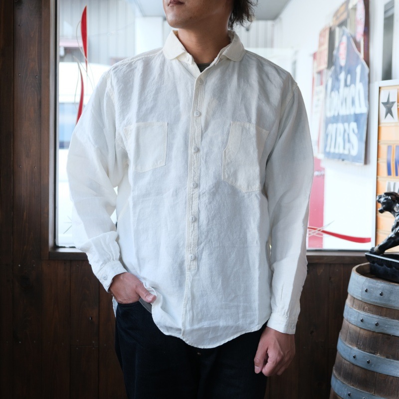 TCB jeans �ƥ��������ӡ������󥺡�Detachable Collar Work Shirt��Linen��ۥǥ��å���֥륫�顼�������� ��ͥ�100�� ��곰����ǽ�� ������