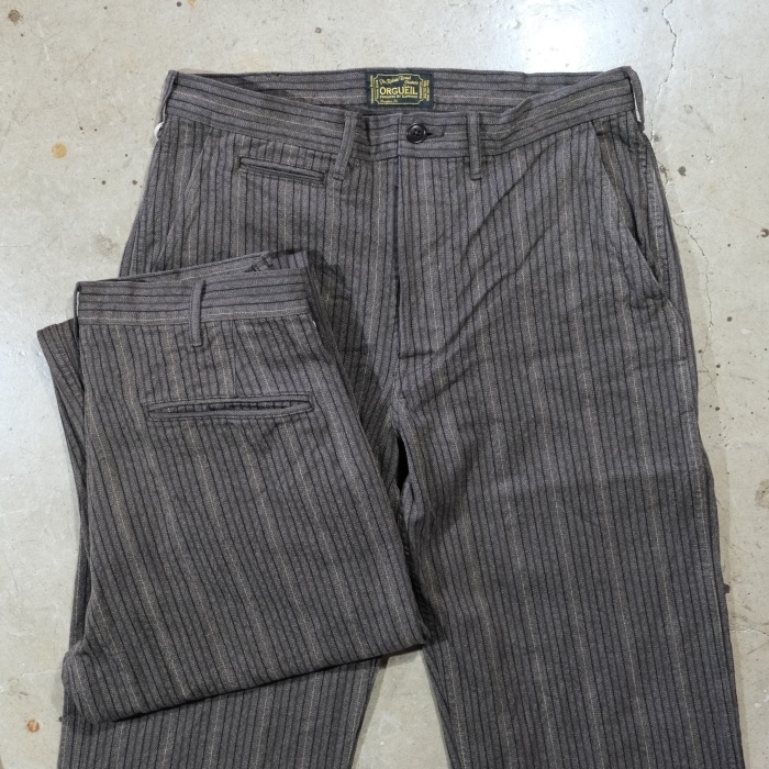 ORGUEIL ���륲�����OR-1138�ۡ�Garment-Dyed Stripe Trousers�ۥ������ȥ������ȥ饤�ץȥ饦������ �ߥ꥿�꡼  COTTON100�� ������ 