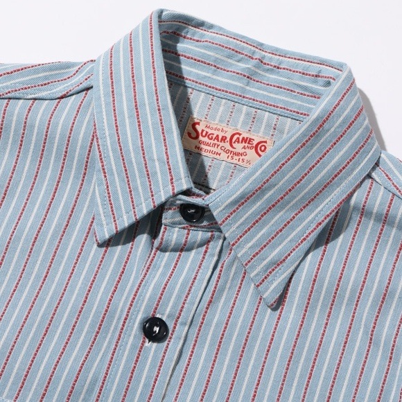 SUGAR CANE ���奬���������SC29146�ۡ�DOBBY STRIPE WORK SHIRT (LONG SLEEVE) �� �ɥӡ����ȥ饤�ץ������� Ĺµ����� ������ COTTON100%
