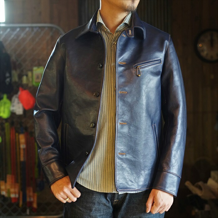 ̵Y'2 LEATHER(磻ġ쥶<BR>IC-77ۡINDIGO HORSE CAR COAT<BR>ۡϥɢ㥤ǥۡ䥫 쥶ϡե 쥶㥱å<BR>MADE IN JAPAN