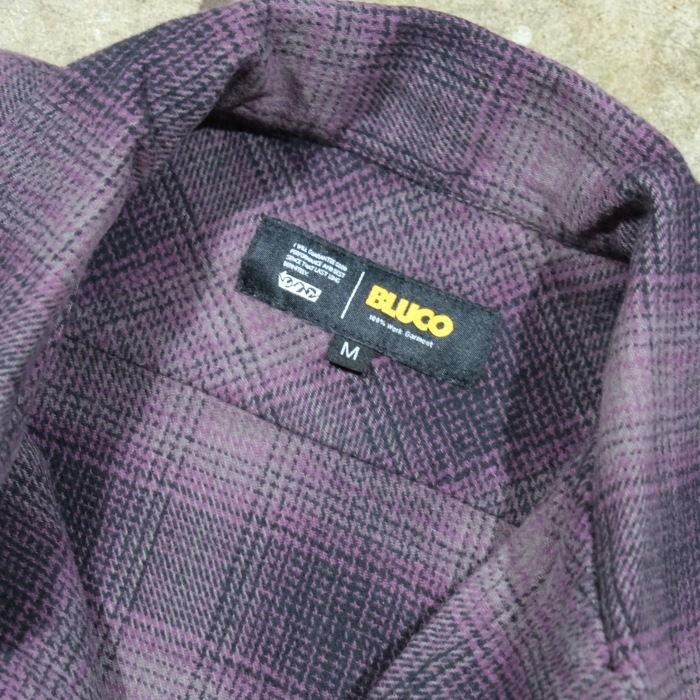 BLUCO �֥륳��155-11-047�ۡ�OMBRE CHECK FLANNEL SHIRT�ۥ���֥졼�����å��ե��ͥ륷��� Ĺµ ��������� COTTON