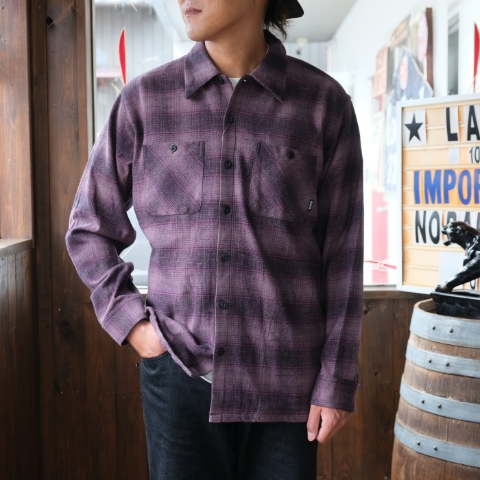 BLUCO �֥륳��155-11-047�ۡ�OMBRE CHECK FLANNEL SHIRT�ۥ���֥졼�����å��ե��ͥ륷��� Ĺµ ��������� COTTON