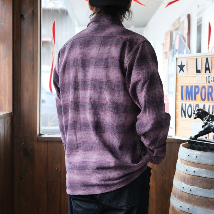 BLUCO �֥륳��155-11-047�ۡ�OMBRE CHECK FLANNEL SHIRT�ۥ���֥졼�����å��ե��ͥ륷��� Ĺµ ��������� COTTON