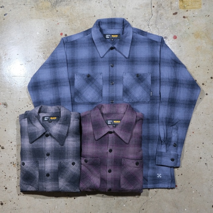 BLUCO ブルコ【155-11-047】【OMBRE CHECK FLANNEL SHIRT】オンブレー