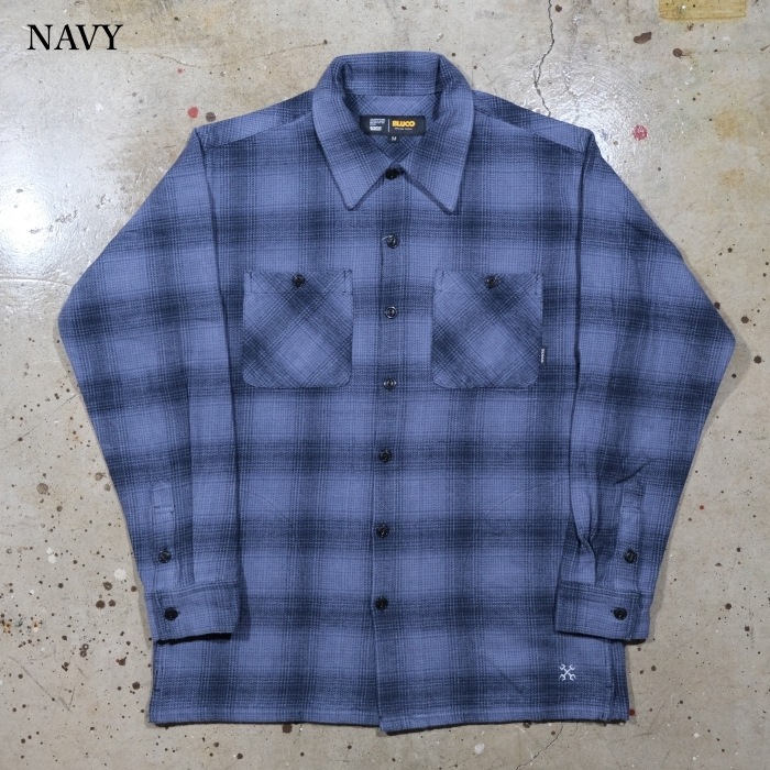 BLUCO �֥륳��155-11-047�ۡ�OMBRE CHECK FLANNEL SHIRT�ۥ���֥졼�����å��ե��ͥ륷��� Ĺµ ��������� COTTON