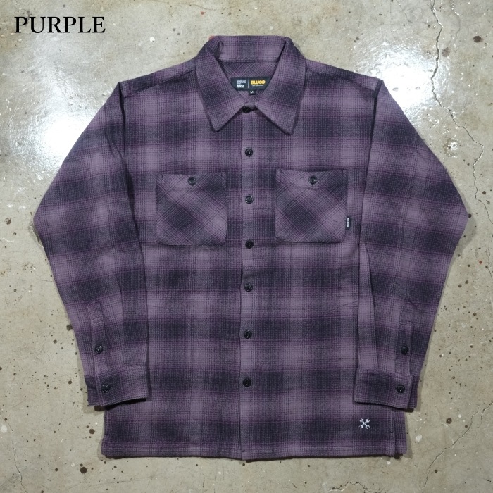 BLUCO �֥륳��155-11-047�ۡ�OMBRE CHECK FLANNEL SHIRT�ۥ���֥졼�����å��ե��ͥ륷��� Ĺµ ��������� COTTON