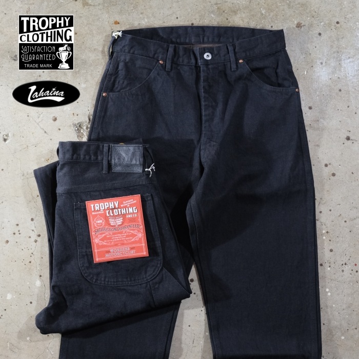 TROPHY CLOTHING x LAHAINA�ȥ��ե������������󥰡�Painter Blackie Denim�������֥�å����ڥ��󥿡��ѥ�� �֥�å��ǥ˥� 