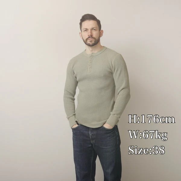 JELADO �����顼�ɡ�AB94236�ۡ�Mega Thermal Henry Neck�ۢ�Sage Green / Fade Navy��ᥬ�����ޥ� �إ�꡼�ͥå� COTTON100% ������