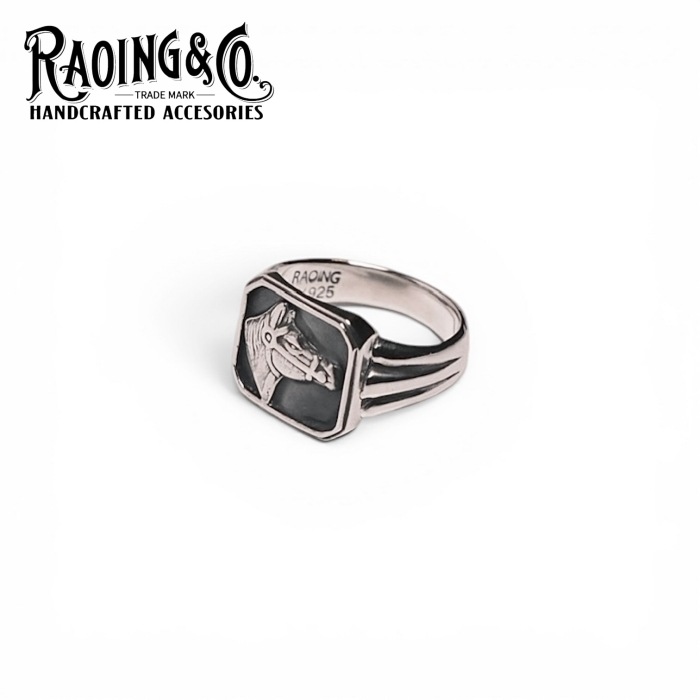 RAOING �������󥰡�Classic Horse Ring�ۥ��饷�å��ۡ������ ���� �ϥ�ɥᥤ�� ����С� SILVER925 