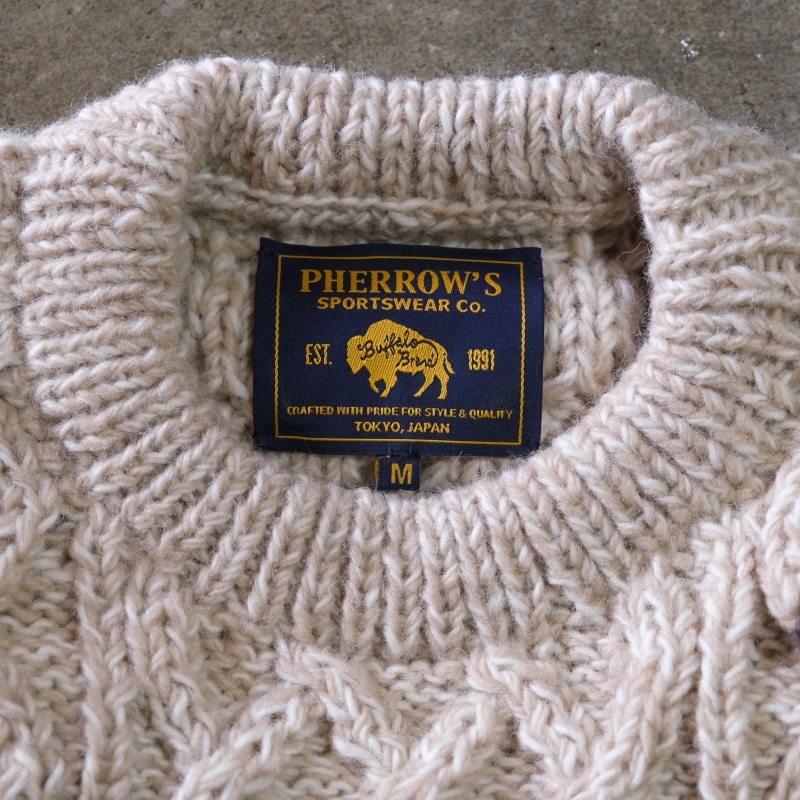 Pherrow`sʥե<BR>23AW-PNS-CABLEۥ֥˥å<BR>˾ϥɥᥤɥ˥å Ԥߥ ͥѡ 㥬ɥ<BR>WOOL 100%