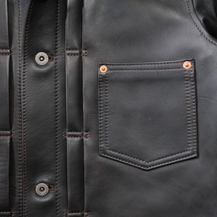 Y'2 LEATHER �磻�ġ��쥶����FB-140-T�ۡ�FADED HORSE WWII JEAN JACKET�ۢ�BLACK(TEACORE)�� �ۡ����ϥ�������G����� ��� MADE IN JAPAN