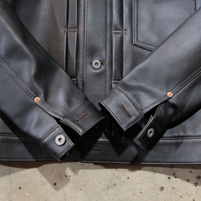 Y'2 LEATHER �磻�ġ��쥶����FB-140-T�ۡ�FADED HORSE WWII JEAN JACKET�ۢ�BLACK(TEACORE)�� �ۡ����ϥ�������G����� ��� MADE IN JAPAN