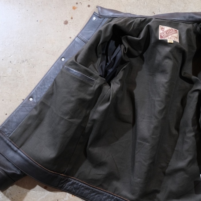 Y'2 LEATHER �磻�ġ��쥶����FB-140-T�ۡ�FADED HORSE WWII JEAN JACKET�ۢ�BLACK(TEACORE)�� �ۡ����ϥ�������G����� ��� MADE IN JAPAN