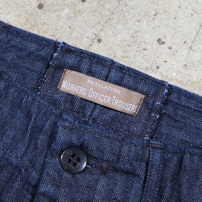 WORKERS ���������Officer Trousers Regular Type2�ۢ�Indigo Herringbone�䥪�ե������ȥ饦������ �쥮��顼 �إ��ܡ��� COTTON100�� ������ 2026SS
