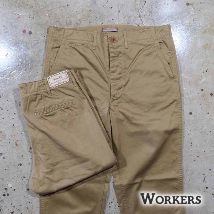 WORKERS ���������Officer Trousers Slim Type2�ۢ�USMC Khaki�䥪�ե������ȥ饦������ ����� ���Υѥ� COTTON100�� ������ 2026SS