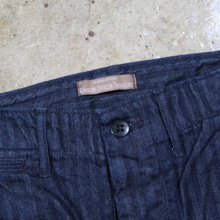 WORKERS ���������Officer Trousers Slim Type2�ۢ�Indigo Herringbone�䥪�ե������ȥ饦������ ����� �إ��ܡ��� COTTON100�� ������ 2026SS