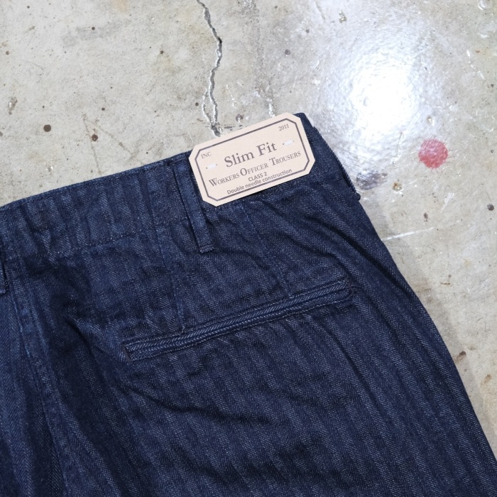 WORKERS ���������Officer Trousers Slim Type2�ۢ�Indigo Herringbone�䥪�ե������ȥ饦������ ����� �إ��ܡ��� COTTON100�� ������ 2026SS