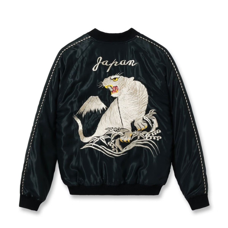 TAILOR TOYO �ơ��顼���Ρ�TT15973-219��Mid 1950s Style Acetate Quilted Souvenir Jacket ��WHITE TIGER�� �� ��DUELLING DRAGONS��   ���������