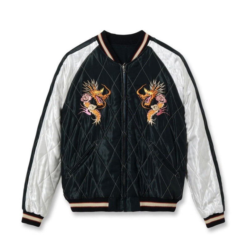 TAILOR TOYO �ơ��顼���Ρ�TT15973-219��Mid 1950s Style Acetate Quilted Souvenir Jacket ��WHITE TIGER�� �� ��DUELLING DRAGONS��   ���������