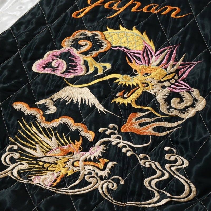 TAILOR TOYO �ơ��顼���Ρ�TT15973-219��Mid 1950s Style Acetate Quilted Souvenir Jacket ��WHITE TIGER�� �� ��DUELLING DRAGONS��   ���������
