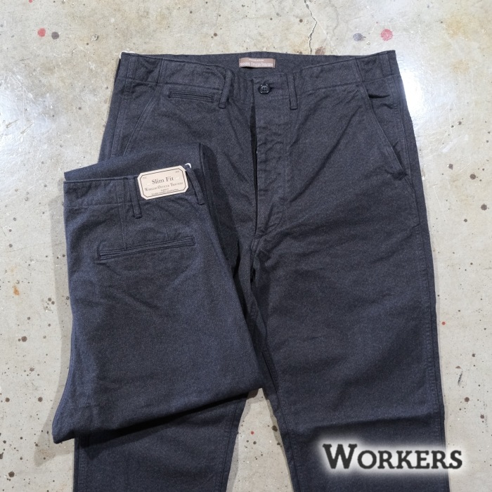 WORKERS ���������Officer Trousers Slim Type2�ۢ�WKS Covert�䥪�ե������ȥ饦������ ����� ���С��� COTTON100�� ������ 2026SS