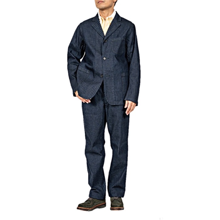 WORKERS ���������Lounge Jacket�ۢ�Indigo Herringbone��饦�󥸥��㥱�å� �ơ��顼�ɥ��㥱�å�  �إ��ܡ��� ���åȥ�100%