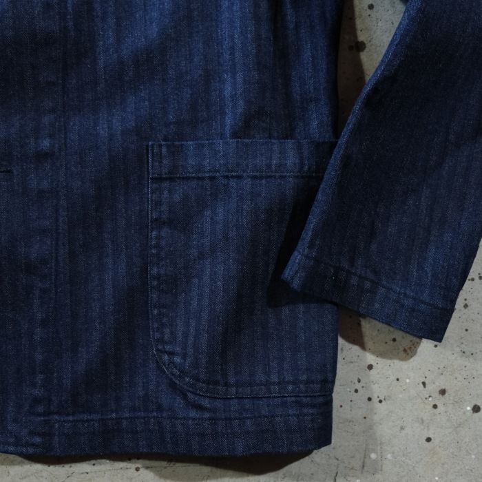 WORKERS ���������Lounge Jacket�ۢ�Indigo Herringbone��饦�󥸥��㥱�å� �ơ��顼�ɥ��㥱�å�  �إ��ܡ��� ���åȥ�100%