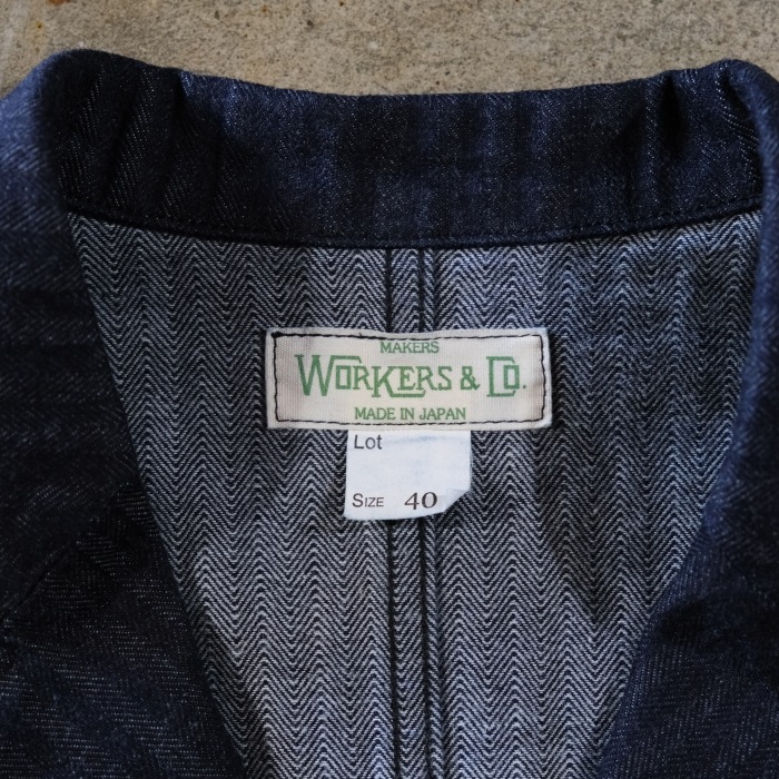 WORKERS ���������Lounge Jacket�ۢ�Indigo Herringbone��饦�󥸥��㥱�å� �ơ��顼�ɥ��㥱�å�  �إ��ܡ��� ���åȥ�100%